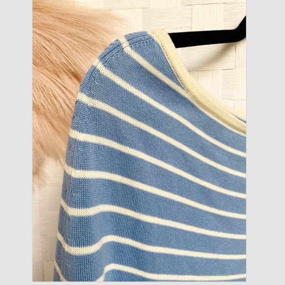 Talbots Baby Blue & Off White Striped Poncho Size S/M - Picture 3 of 6